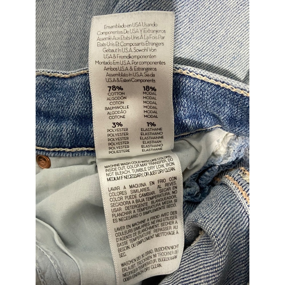 Mother Rascal Ankle Snippet Blast From Past Striaght Mid Distress Light Wash 23 - Picture 10 of 10